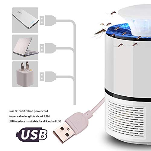 LSXSZZ8-Trampa Mosquitos Moscas Insectos, Mata Mosquitos Atrapa Electrico Lampara con Luz USB LED para Interior Casa Jardín (White, 19)