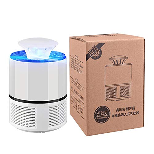 LSXSZZ8-Trampa Mosquitos Moscas Insectos, Mata Mosquitos Atrapa Electrico Lampara con Luz USB LED para Interior Casa Jardín (White, 19)