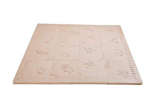LuBabymats Mini - Alfombra puzzle de viaje para bebés, suelo extra acolchado de Foam (EVA). Medida: 110x110 cm. Color beige