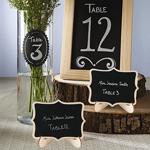 LULUNA 20pcs mini pizarras decorativas de madera con soporte tablero de mensajes signos con base y pluma para boda fiesta cocina Jardín restaurante