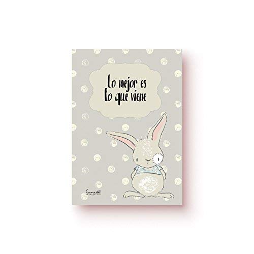 Lunadei Tarjeta de Felicitación con sobre | Ideal para Nacimiento o Bautizo | Frase: Lo Mejor es lo Que Viene | Cartulina (350 g/m2) | Formato A6 (10,5 cm x 14,8 cm)