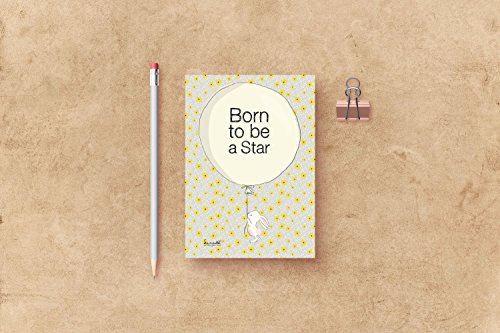 Lunadei Tarjeta de Felicitación con sobre | Ideal para Nacimiento o Bautizo | Modelo Conejito con Maxi Globo | Frase Born to be a Star | Diseño Unico Firmado Cartulina (350 g/m2) | Formato A6