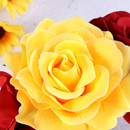 LUOEM Diadema con corona de flores Diadema con flor de rosas Disfraz Corona con flores de rosas para fiesta en la playa Fotografía de vacaciones (Colorido)