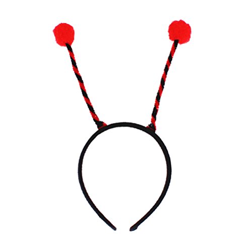 LUOEM Diadema de abeja mariquita diadema para el cabello Antena Vendas para mujeres niñas Orejas de abeja Hairband Headwear accesorios para el cabello (rojo)