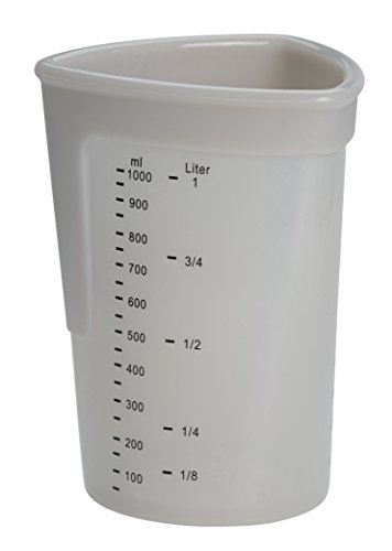 Lurch 70260 - Jarra medidora de silicona (100% libre de BPA, platino, 1 L, con escalas para líquidos, harina y azúcar, transparente)