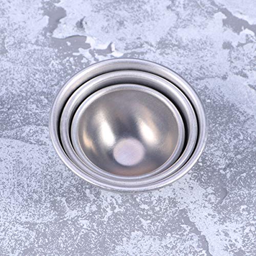 Lurrose - Moldes para hornear de aleación de aluminio, 6 unidades, diseño de media esfera con forma de bola, molde para repostería, moldes para repostería, herramientas para hornear (plata)