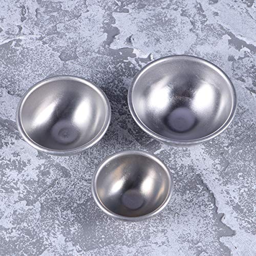 Lurrose - Moldes para hornear de aleación de aluminio, 6 unidades, diseño de media esfera con forma de bola, molde para repostería, moldes para repostería, herramientas para hornear (plata)