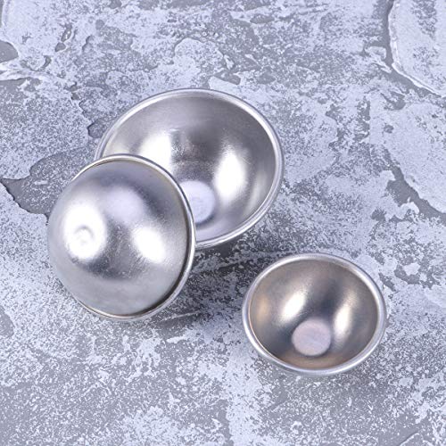 Lurrose - Moldes para hornear de aleación de aluminio, 6 unidades, diseño de media esfera con forma de bola, molde para repostería, moldes para repostería, herramientas para hornear (plata)