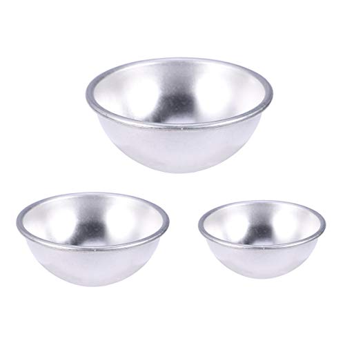 Lurrose - Moldes para hornear de aleación de aluminio, 6 unidades, diseño de media esfera con forma de bola, molde para repostería, moldes para repostería, herramientas para hornear (plata)