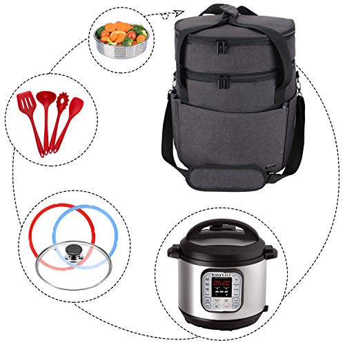 Luxja Bolsa de Transporte para Ollas GM Modelo D, Bolsa de Almacenamiento para Instant Pot IP - DUO60, Organizador de 6 litros Olla de Presión Eléctrica y Accesorios, Negro