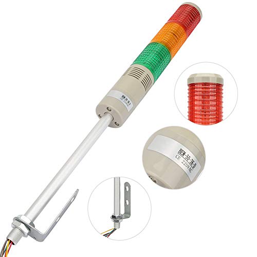 Luz de advertencia LED 220V DC Máquina de alto brillo Plegable Industrial Señal de 3 capas Luz de alarma constante Rojo/Naranja/Verde para máquinas herramientas, equipos mecánicos, etc.