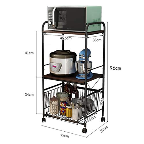 Lw Shelf Cocina Estante de carros de microondas, Cocina for Guardar Carros bastidores panaderos for cocinas de Almacenamiento fácil en Movimiento Ruedas