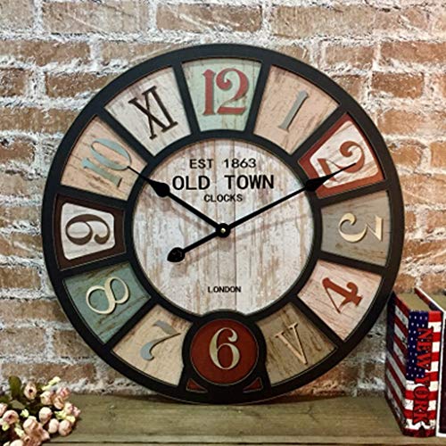 L&WB Estilo Americano Rural Pared Reloj salón Bar café Personalidad Vientos industriales Grandes nostálgicos Retro Relojes y Relojes Inicio,A