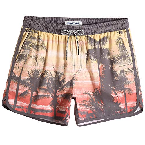 MaaMgic Bañador Hombre de Natación Secado Rápido Interior de Malla Pantalones Cortos d'Aire Vintage 80s 90s Cocotier Coucher Du Soleil XS