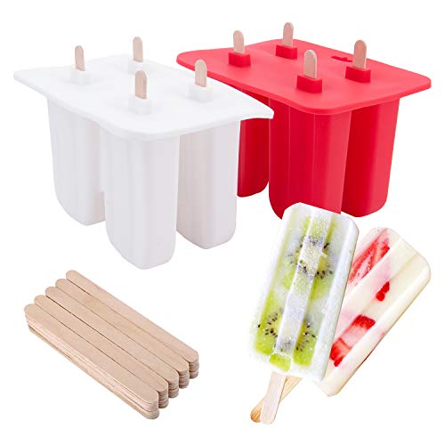 Mafiti MC100 Molde para Hacer Helados, Mini moldes de Helados y Aperitivos (Material: Silicona alimentaria Se Incluyen 50 Palos de Madera)