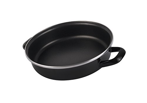 Magefesa Black Tartera 28 cm de Acero esmaltado, Antiadherente bicapa Reforzado, Color Negro Exterior. Apto para Todo Tipo de cocinas, incluida inducción Vitrificado