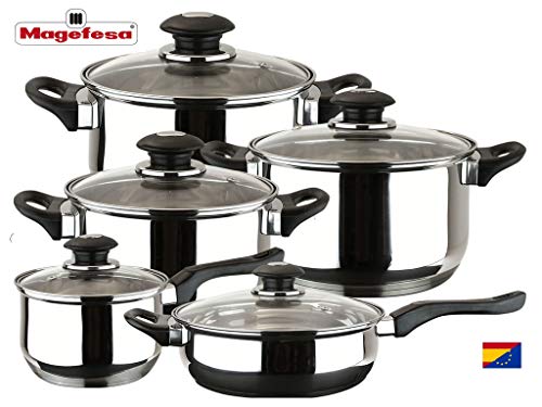 MAGEFESA FAMILY – Batería de Cocina MAGEFESA FAMILY 10 Piezas está Fabricada en Acero Inoxidable. Fácil Limpieza y Apta lavavajillas. Asas de bakelita toque soft - cold