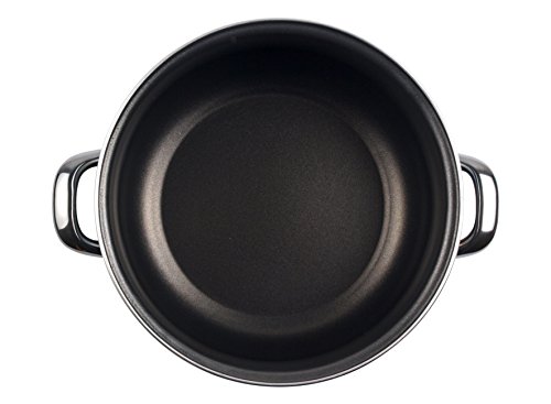 Magefesa Glass Olla Esmaltado Con Tapa, Antiadherente Bicapa Reforzado, Apto Para Todo Tipo De Cocinas, Incluida Inducción, Negro Cristal