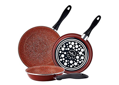 Magefesa Terracota - Set Juego 3 Sartenes 20-24-28 cm, inducción, Antiadherente Granito Libre de PFOA, Limpieza lavavajillas Apta para Todas Las cocinas, vitroceramica, Gas, Fabricadas en España