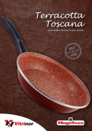 Magefesa Terracota - Set Juego 3 Sartenes 20-24-28 cm, inducción, Antiadherente Granito Libre de PFOA, Limpieza lavavajillas Apta para Todas Las cocinas, vitroceramica, Gas, Fabricadas en España