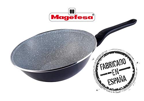 Magefesa Wok 28 cm, modelo Dolomiti, Color gris marengo, válido inducción.