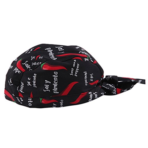 MagiDeal 3pcs Gorras de Chef Cocinero Panadero Bandana Unisexo Ropa Accesoiro De Moda de Negro Rojo Blanco - Multicolor, Único