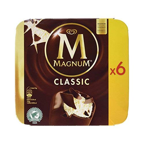 Magnum - Clásico - Helado de Vainilla con Chocolate con Leche - 6 x 80 g