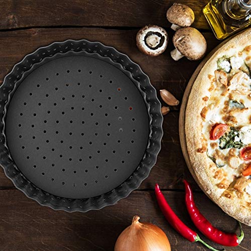 MAGT Plato para Hornear Pizza, 1Pcs Espesador doméstico Profesional Acero Inoxidable al Carbono Antiadherente Molde para Pizza Bandeja para Hornear Herramientas de Cocina para Hornear(M (20 cm))