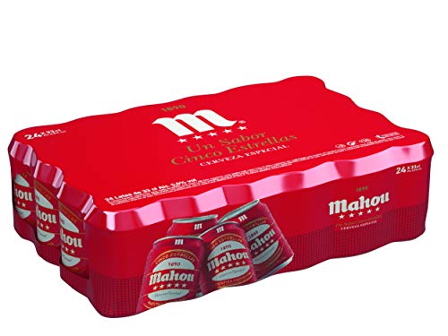 Mahou - 5 Estrellas Cerveza Dorada Lager, 5.5% de Volumen de Alcohol - Pack de 24 x 33 cl