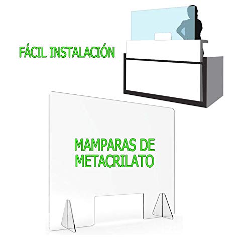 MAMPARA DE PROTECCIÓN METACRILATO TRANSPARENTE EXTRAFUERTE 5mm (80x80cm)