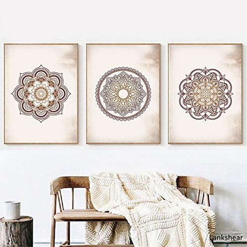 Mandala Brown Canvas Painting Dormitorio Sala de estar Decoración Sin marco Obra de arte 30x42cm