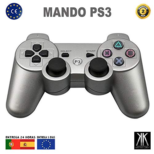 Mando bluetooth P3 inalámbrico controlador Wireless Mandos Juegos Gamepad compatible con PlayStation 3 PS3 Joystick plata