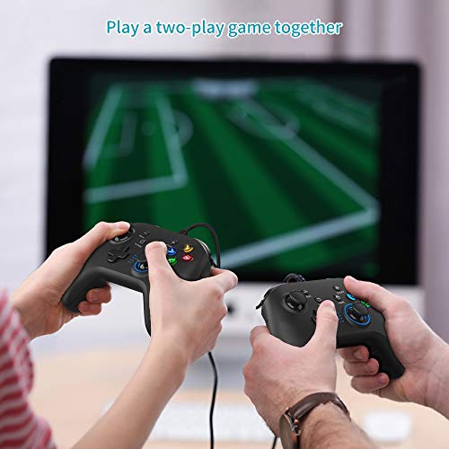 Mando de Juegos con Cable, Joystick Gamepad Doble Vibración, Controlador de Juegos PC Compatible PS3, Switch, PC Windows 10/8/7, Portátil, TV Box, Teléfonos Móviles Android, Cable USB de 6.5 pies