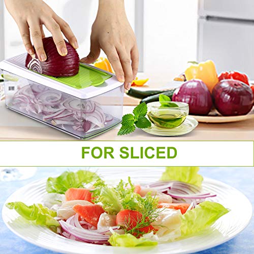 Mandolina de Verduras, 7 en 1 Multiusos Mandolina Slicer de Cocina Ralladores y Cortadores Manuales,Cortador de Patatas Acero Inoxidable Utensilios de Cocina Profesional para Cortar Frutas/Verduras