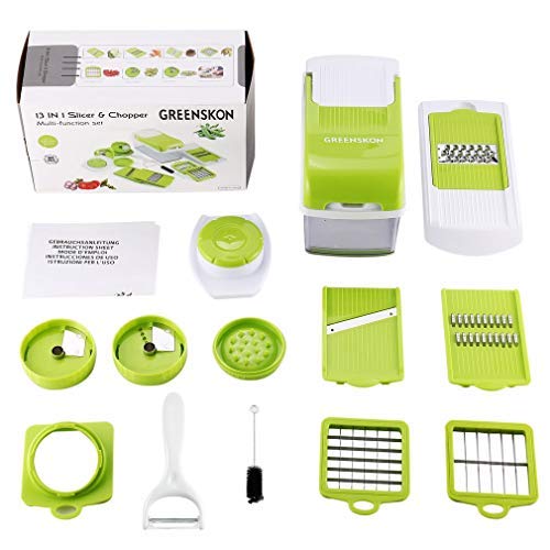 Mandolina de Verduras, 7 en 1 Multiusos Mandolina Slicer de Cocina Ralladores y Cortadores Manuales,Cortador de Patatas Acero Inoxidable Utensilios de Cocina Profesional para Cortar Frutas/Verduras