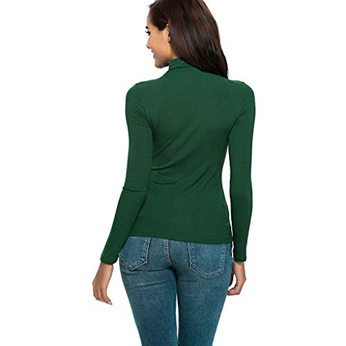 Manga Larga de Las Mujeres Slim Cuello Alto Color sólido cálido y cómodo Camiseta de algodón Camisa de Camisa Camisa de Fondo otoño e Invierno riou