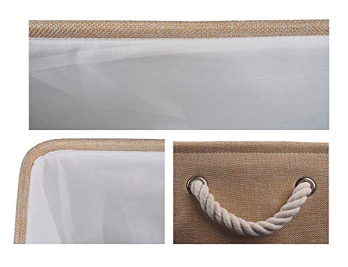 Mangata Lavable Plegable Engrosada Lona Tela Caja de Almacenamiento con cordón (Xlarge, Beige)