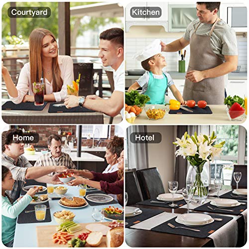 Manteles Individuales Lavables de Fieltro Juego de 6 – Incluidos Mantel Individual, Posavasos, Bolsas para Cubiertos – para la Mesa de Comedor de Cocina (Gris)