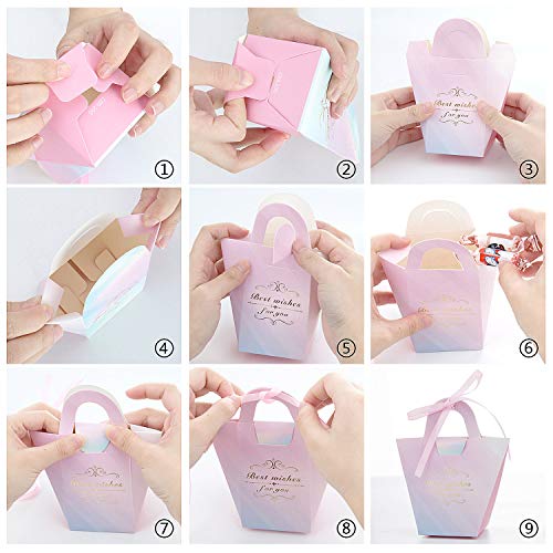 Maojuee Cajas de Boda Regalo 50 Pcs Caja de Regalo para Caramelos Regalo Bonitas Cajas Regalo Cajas de Caramelos Regalo Dulces para Boda Bautizo Cumpleaños Navidad Graduación Comunión (Rosa)