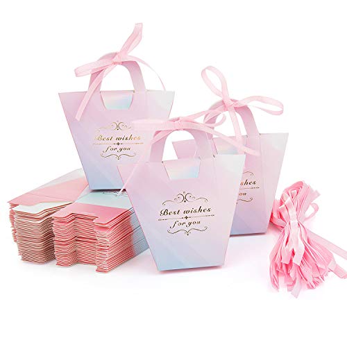 Maojuee Cajas de Boda Regalo 50 Pcs Caja de Regalo para Caramelos Regalo Bonitas Cajas Regalo Cajas de Caramelos Regalo Dulces para Boda Bautizo Cumpleaños Navidad Graduación Comunión (Rosa)