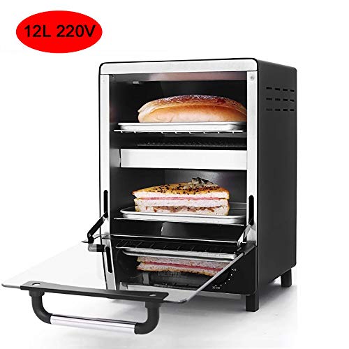 MAOMAOQUEENss Mini Horno De ConveccióN EléCtrico Temporizador De Tostadora De PanaderíA Vertical Galletas Pastel Pizza Pan MáQuina De Hornear De Desayuno Tostador EléCtrico MultifuncióN,Black