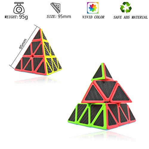 Maomaoyu Piramide Cubo 3x3 3x3x3 Profesional Pyraminx Puzzle Cubo de la Velocidad Fibra De Carbono Negro