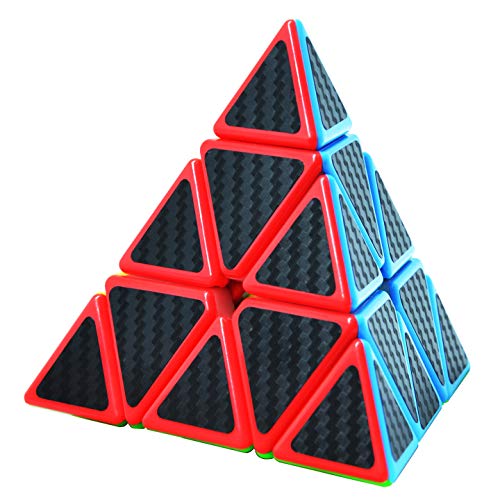Maomaoyu Piramide Cubo 3x3 3x3x3 Profesional Pyraminx Puzzle Cubo de la Velocidad Fibra De Carbono Negro