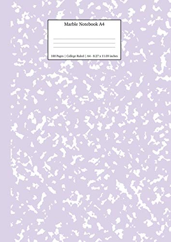 Marble Notebook A4: Lilac Purple College Ruled Journal: 2 (Pastel Stationery Notebooks a4)