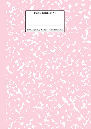 Marble Notebook A4: Pastel Pink College Ruled Journal: 1 (Pastel Stationery Notebooks a4)