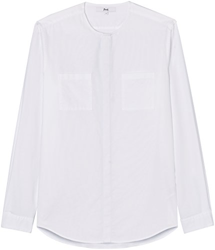 Marca Amazon - find. Camisa sin Cuello para Hombre, Blanco (White), 39 cm, Label: M