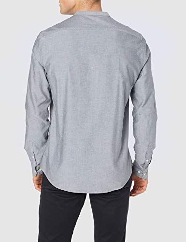 Marca Amazon - find. Grandad Cotton - Camisa Hombre, Gris (Grey), L, Label: L