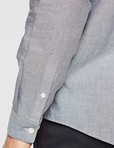 Marca Amazon - find. Grandad Cotton - Camisa Hombre, Gris (Grey), L, Label: L