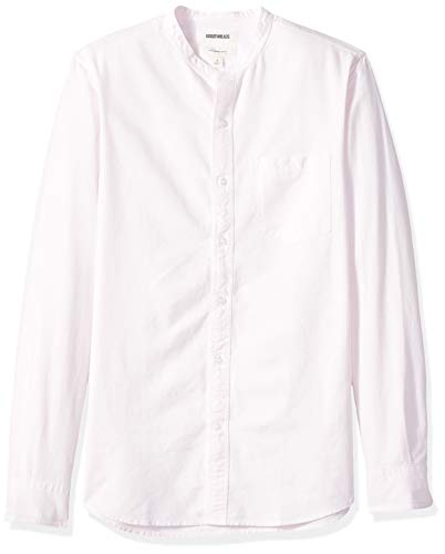 Marca Amazon – Goodthreads – Camisa Oxford con cuello en banda de manga larga de corte entallado para hombre, Rosa (Pink Pin), US S (EU S)