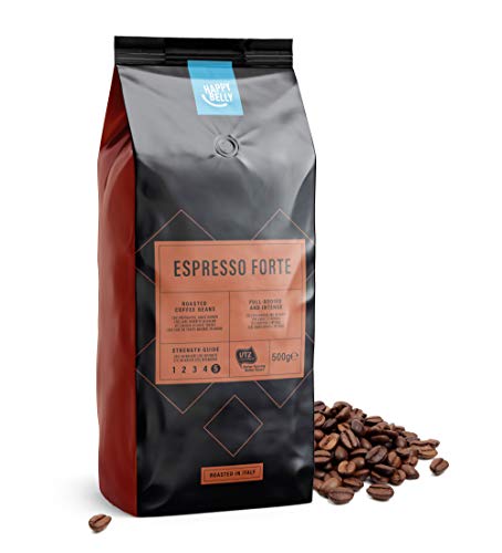 Marca Amazon - Happy Belly Café de tueste natural en grano "Espresso Forte" (2 x 500g)